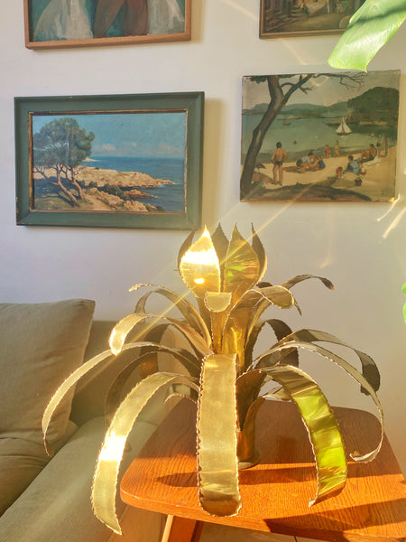 Lampe palmier laiton 1970