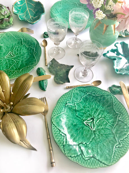 6 assiettes barbotine feuilles vigne