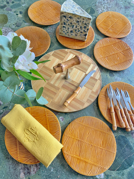 Plateau vintage marqueterie de paille