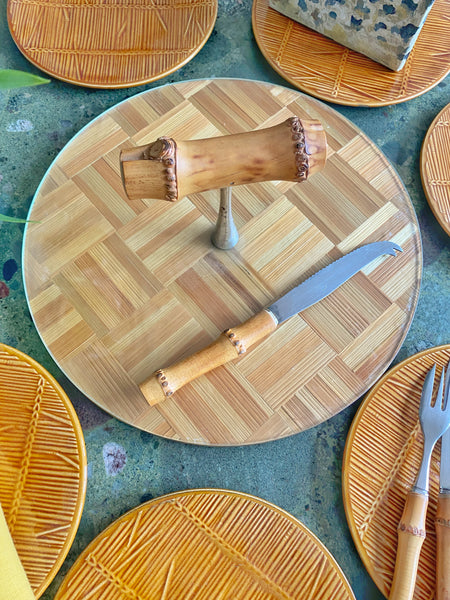 Plateau vintage marqueterie de paille
